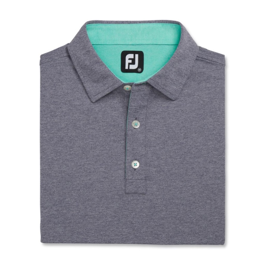 Footjoy CA Heather Stretch Pique Solid Self Collar Navy Heather