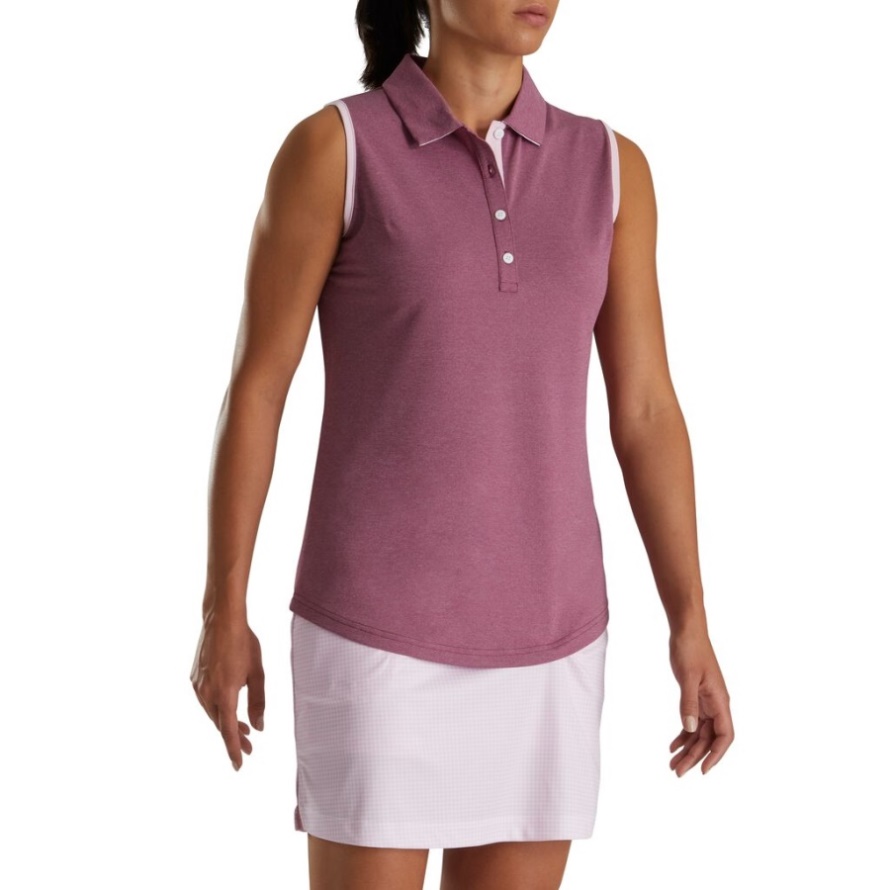 Fig Heather Pique Sleeveless Houndstooth Trim Shirt Women Footjoy CA