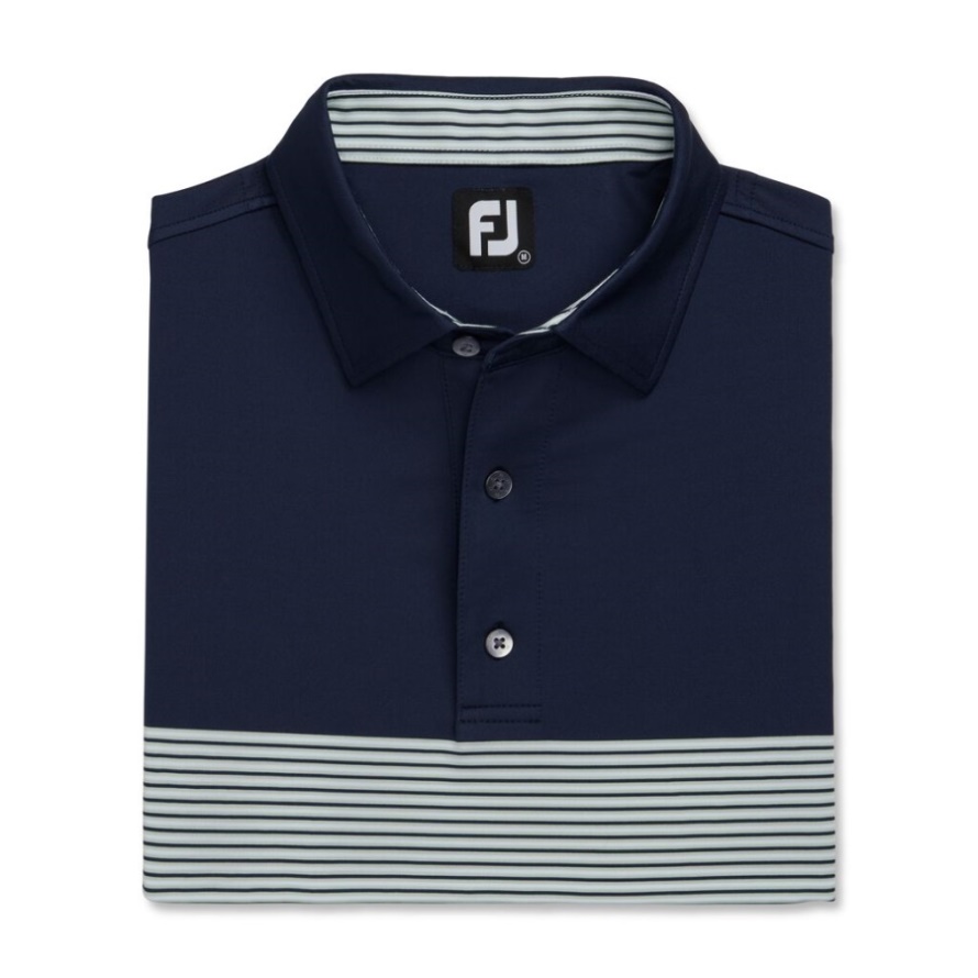 Navy-White-Sage Footjoy CA Athletic Fit Color Block Lisle Self Collar