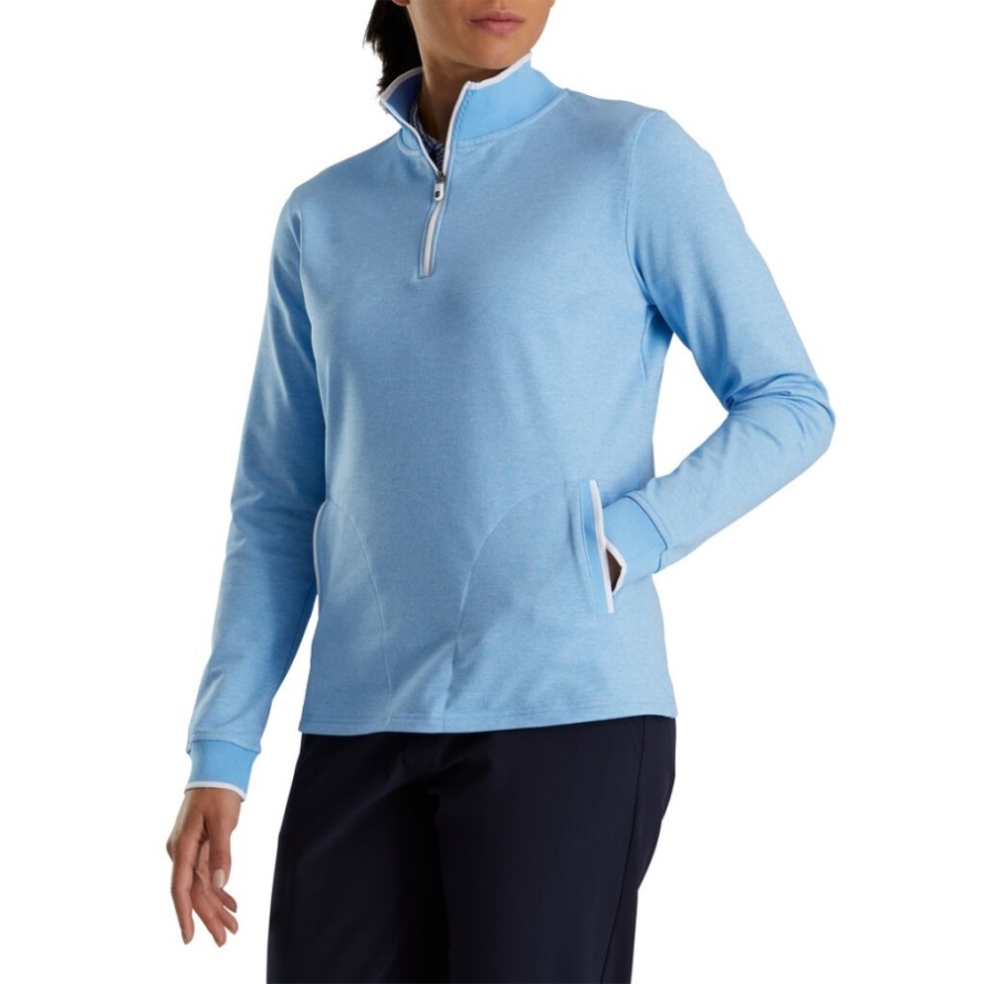 Footjoy CA Half-Zip Fleece Back Pique Mid-Layer Women Blue Heather