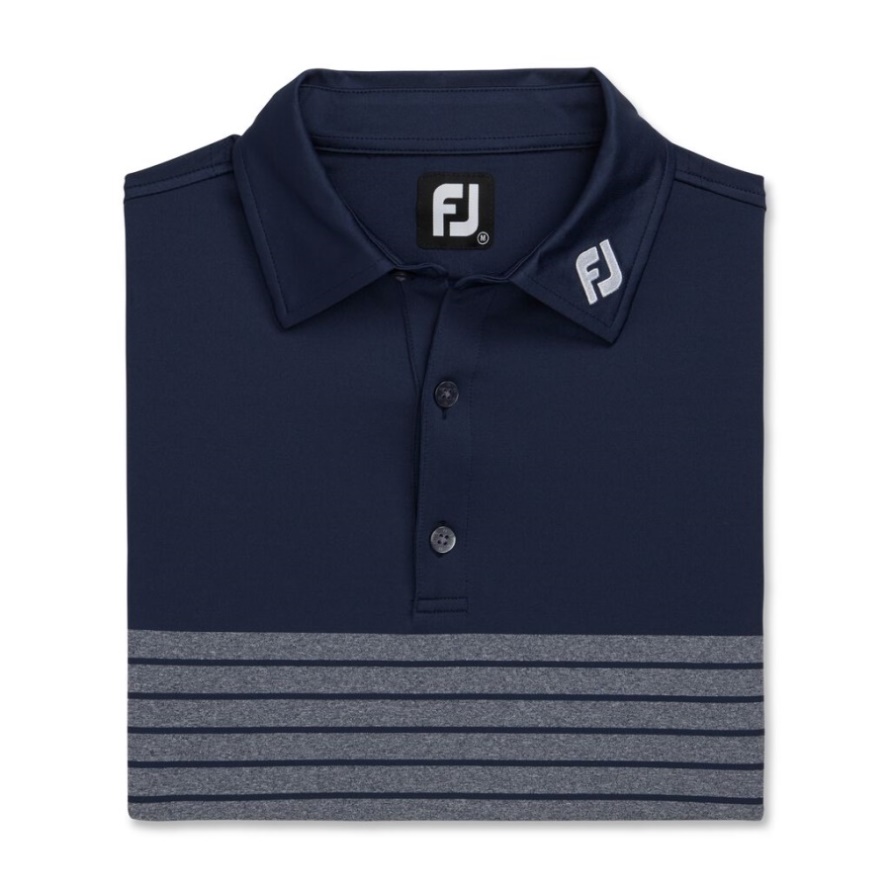 Navy Engineered Heather Pinstripe Lisle Self Collar-Previous Season Style Footjoy CA