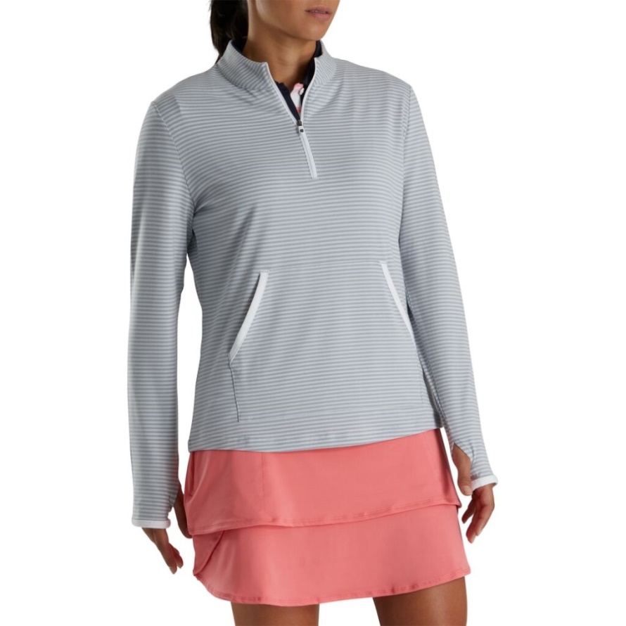 Footjoy CA Half-Zip Tonal Stripe Mid-Layer Women-Previous Season Style Grey