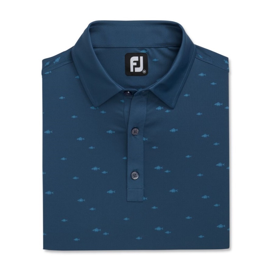 Footjoy CA Athletic Fit School of Fish Print Lisle Self Collar Ink