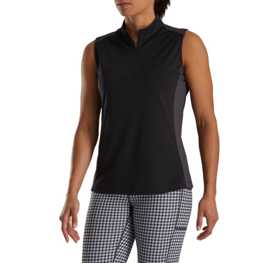 1/4 Zip Houndstooth Trim Women Black Footjoy CA