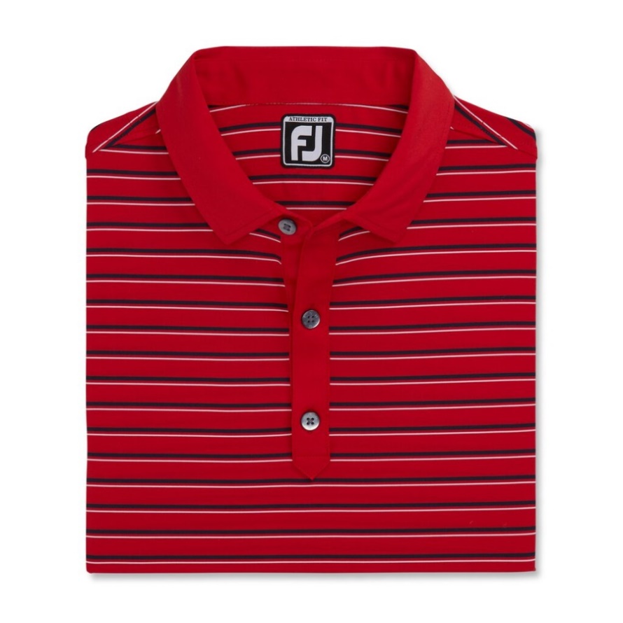 Athletic Fit Multi-Stripe Lisle Self Collar Footjoy CA Red