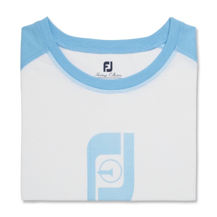 White-Light Blue FJ Heritage Graphic Baseball Tee Women Footjoy CA