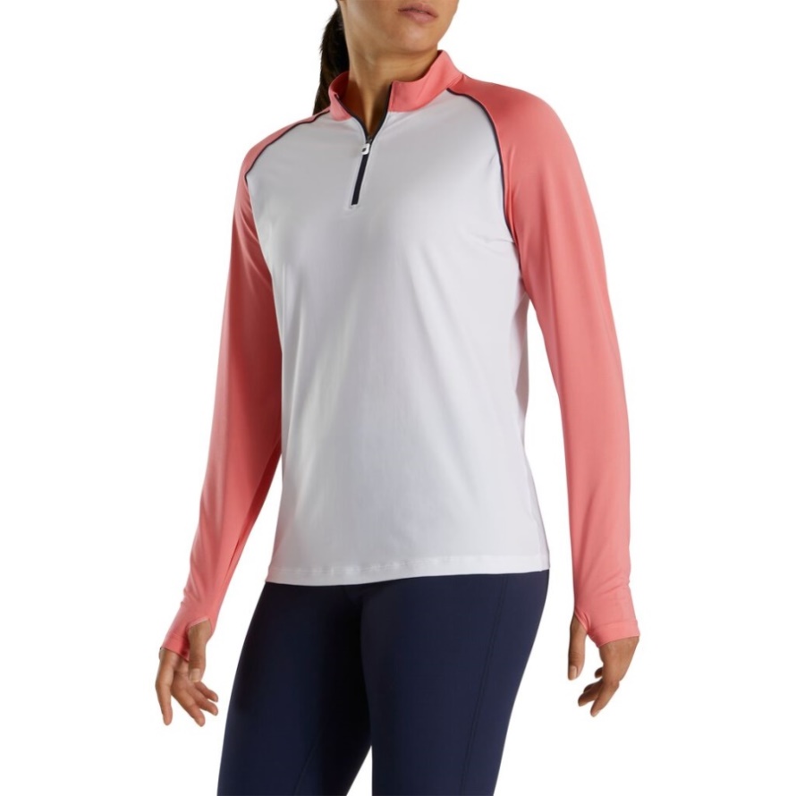 Footjoy CA White-Bright Coral Long Sleeve Sun Protection Women