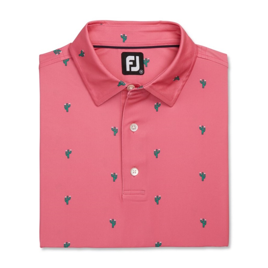 Footjoy CA Cactus Print Lisle Self Collar Watermelon