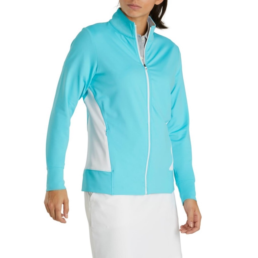Footjoy CA Aqua-White Full-Zip Panel Pocket Mid Layer Women-Previous Season Style