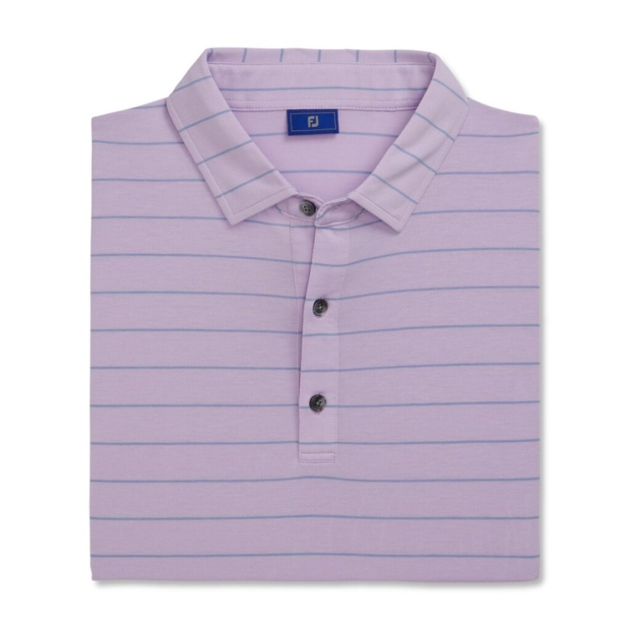 Athletic Fit Open Stripe Jersey Self Collar Pale Purple-River Rock Footjoy CA