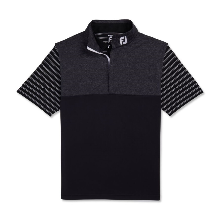 Black Footjoy CA Heather Yoke Half-Zip Vest - FJ Tour Collar