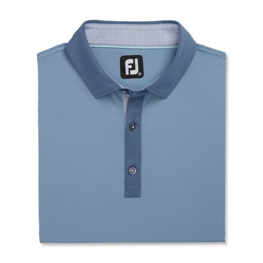 Denim Footjoy CA Solid Spiral Print Trim Lisle Self Collar