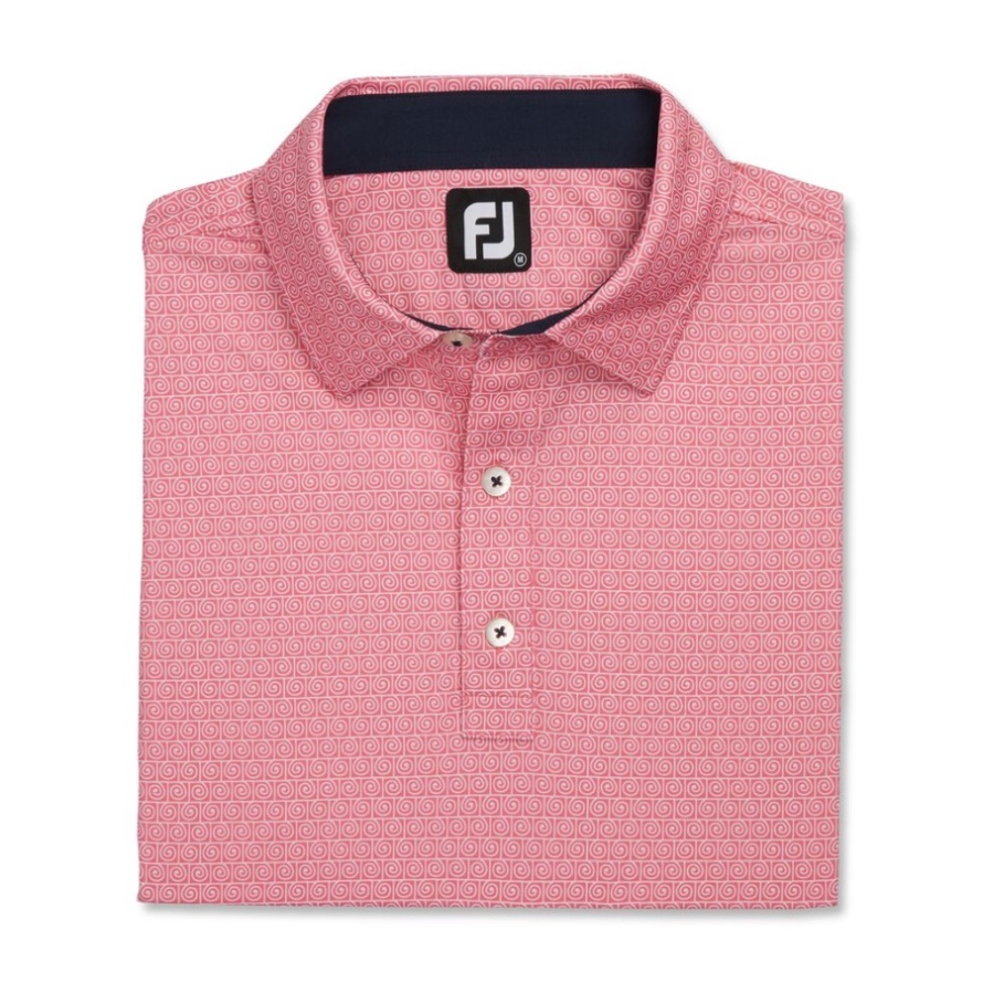 Spiral Line Print Lisle Self Collar Footjoy CA Watermelon-White
