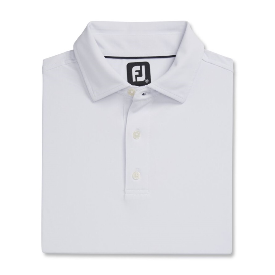 Performance Stretch Pique Solid Self Collar White Footjoy CA