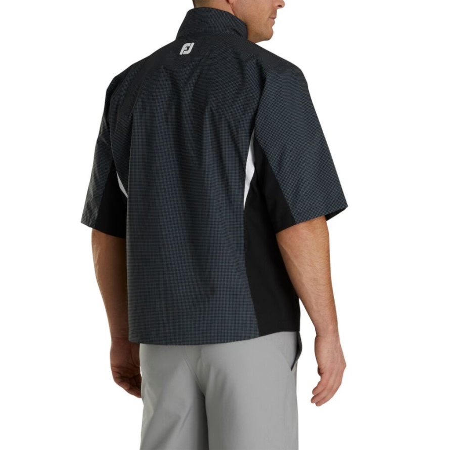 Charcoal-Black Houndstooth Footjoy CA HydroLite Short Sleeve Rain Shirt