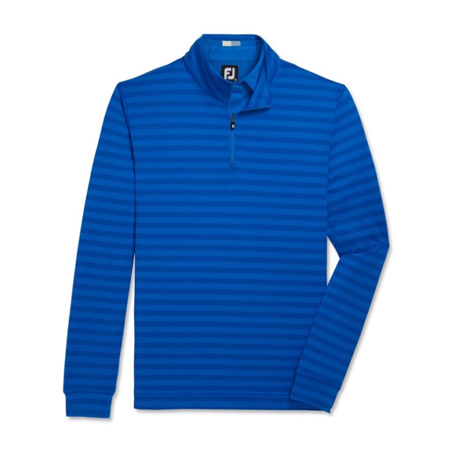 Tonal Stripe Peached Jersey Quarter Zip-Previous Season Style Royal Footjoy CA