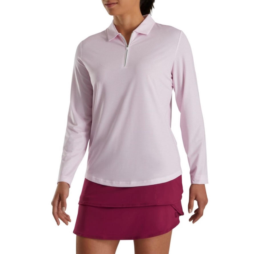 Sun Protection Shirt Women Footjoy CA Pink Houndstooth Print