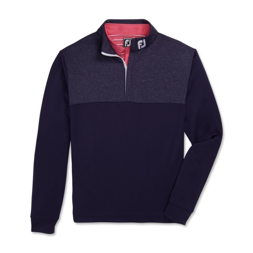 Heather Yoke Half-Zip Mid-Layer - FJ Tour Collar Footjoy CA Navy