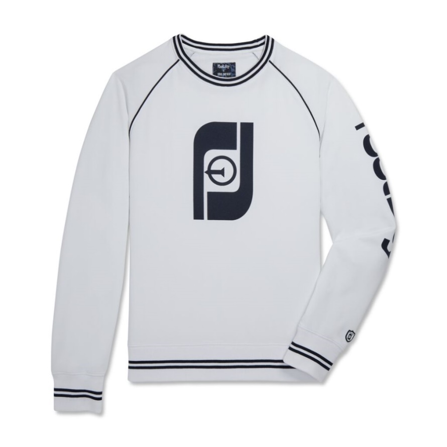 Footjoy CA White French Terry Raglan Crewneck