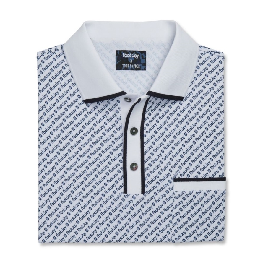 White Footjoy CA Pique FJ Print Polo