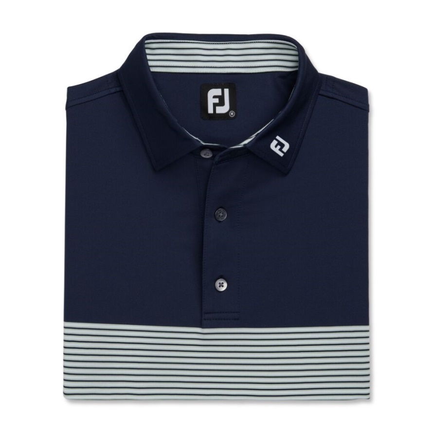 Navy-White-Sage Color Block Lisle Self Collar-Previous Season Style Footjoy CA