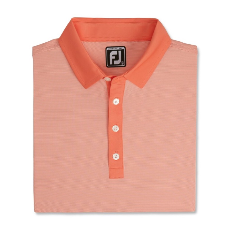 Coral-White Footjoy CA Athletic Fit Lisle End-On-End Self Collar