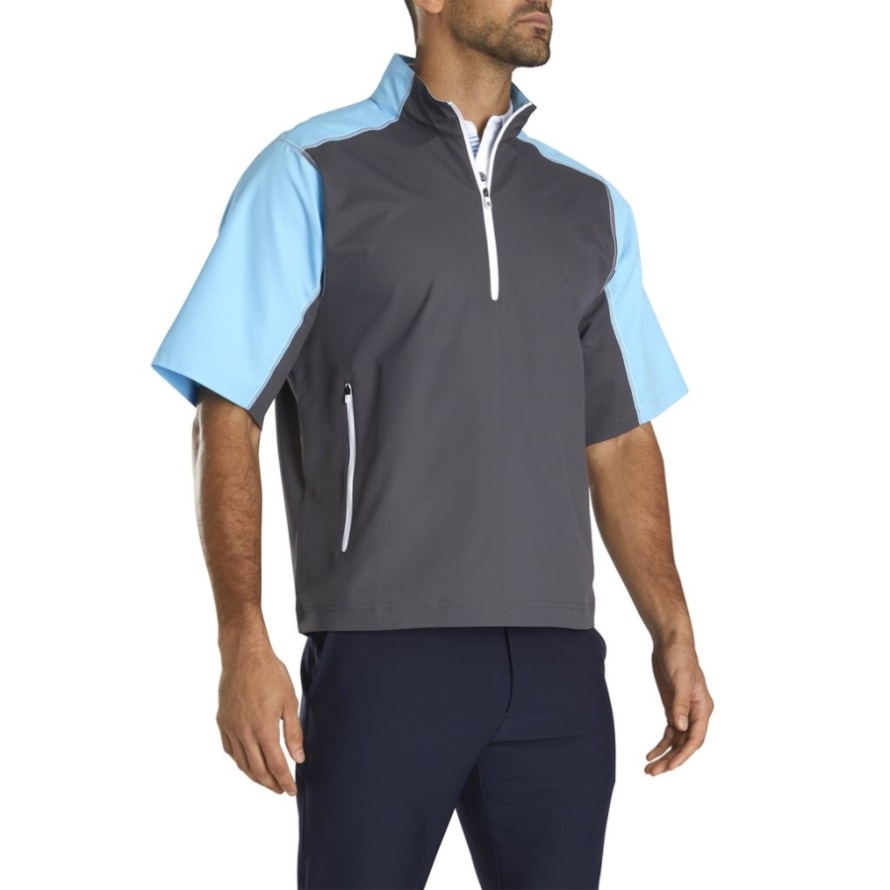 Footjoy CA Short Sleeve Sport Windshirt Charcoal-Light Blue