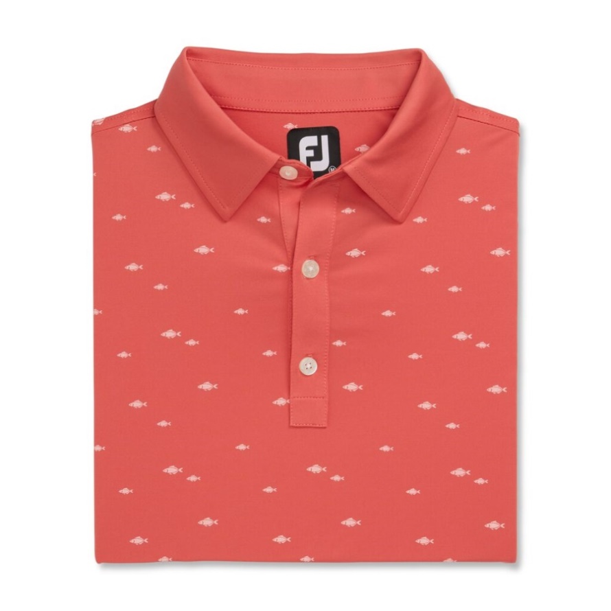 Footjoy CA School of Fish Print Lisle Self Collar-Previous Season Style Coral