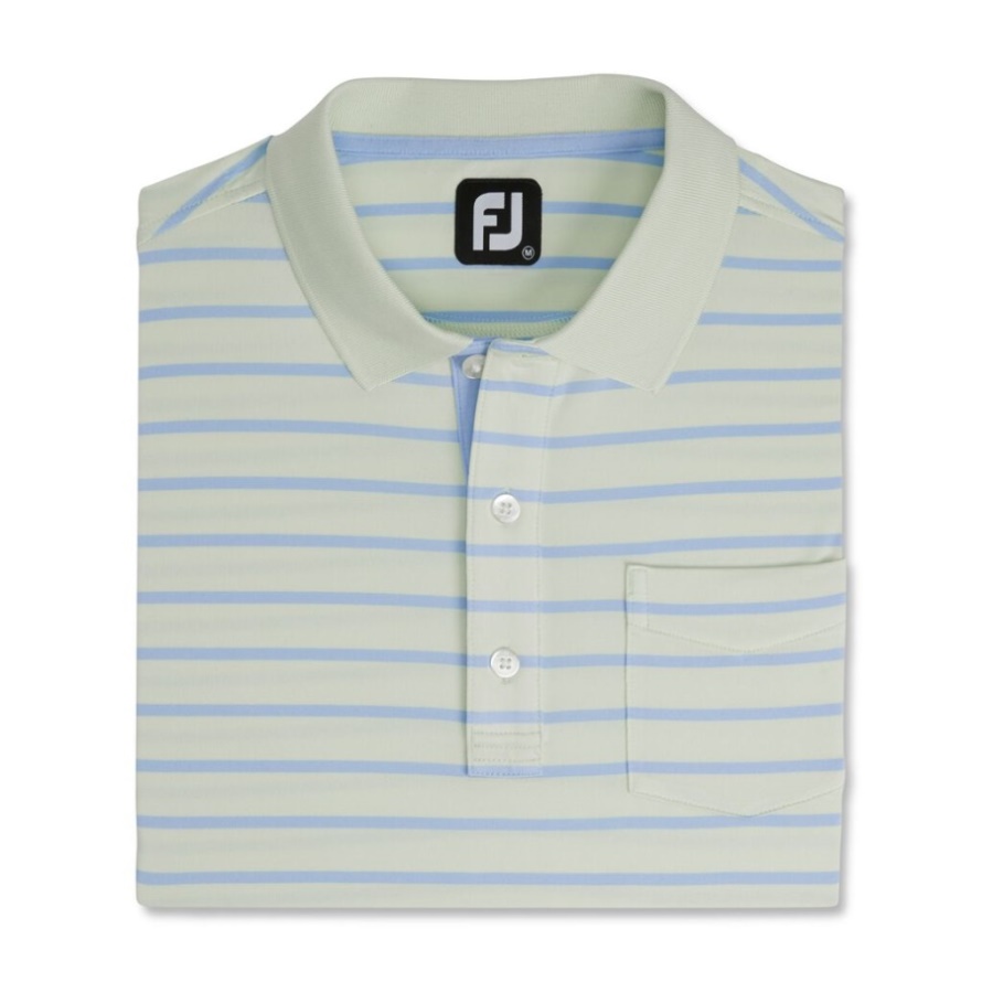 Nautical Stripe Lisle Self Collar-Previous Season Style Mint-Sky Footjoy CA