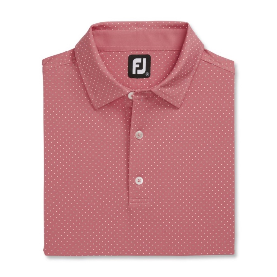 Footjoy CA Cape Red-White Stretch Lisle Dot Print Self Collar