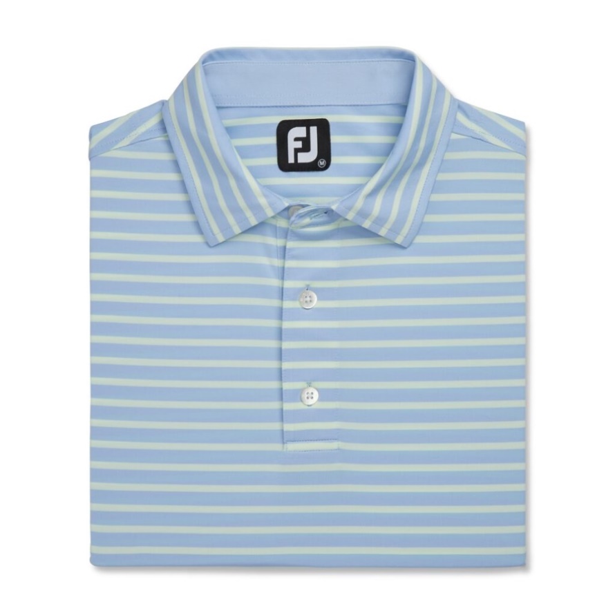 Lisle 2 Color Stripe Self Collar Footjoy CA Sky-Mint