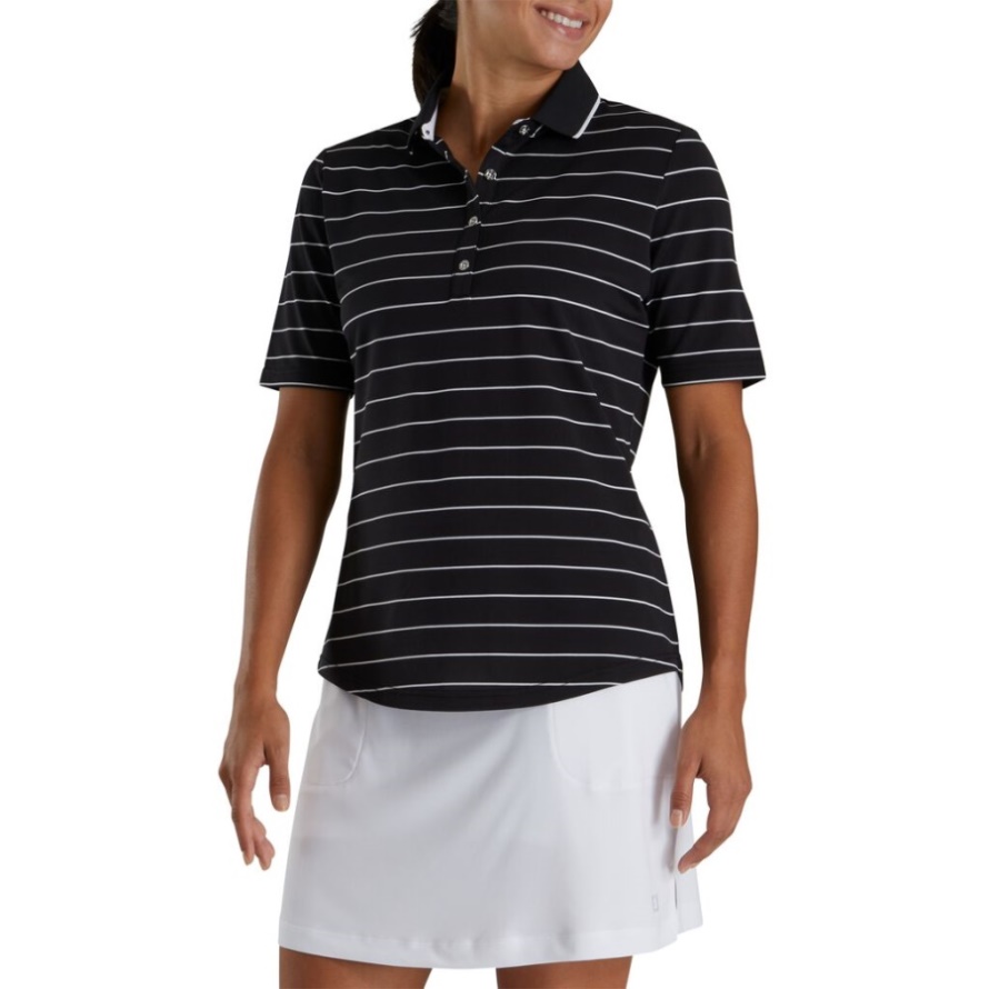 Footjoy CA Pique Half Sleeve Pinstripe Women Black