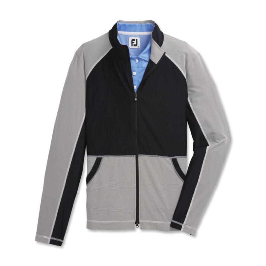 Black-White Footjoy CA Full-Zip Mini Stripe Mid Layer Women-Previous Season Style