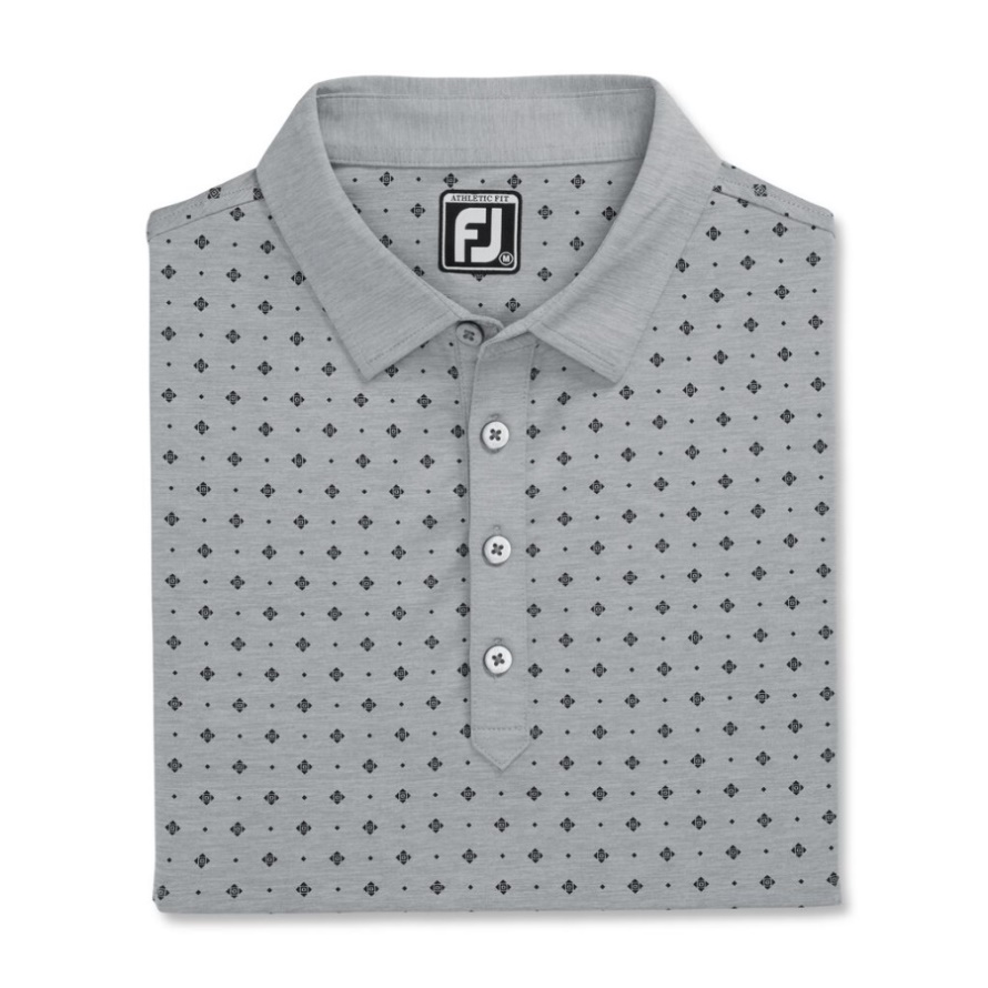 Footjoy CA Athletic Fit Deco Print Self Collar Heather Grey-Black