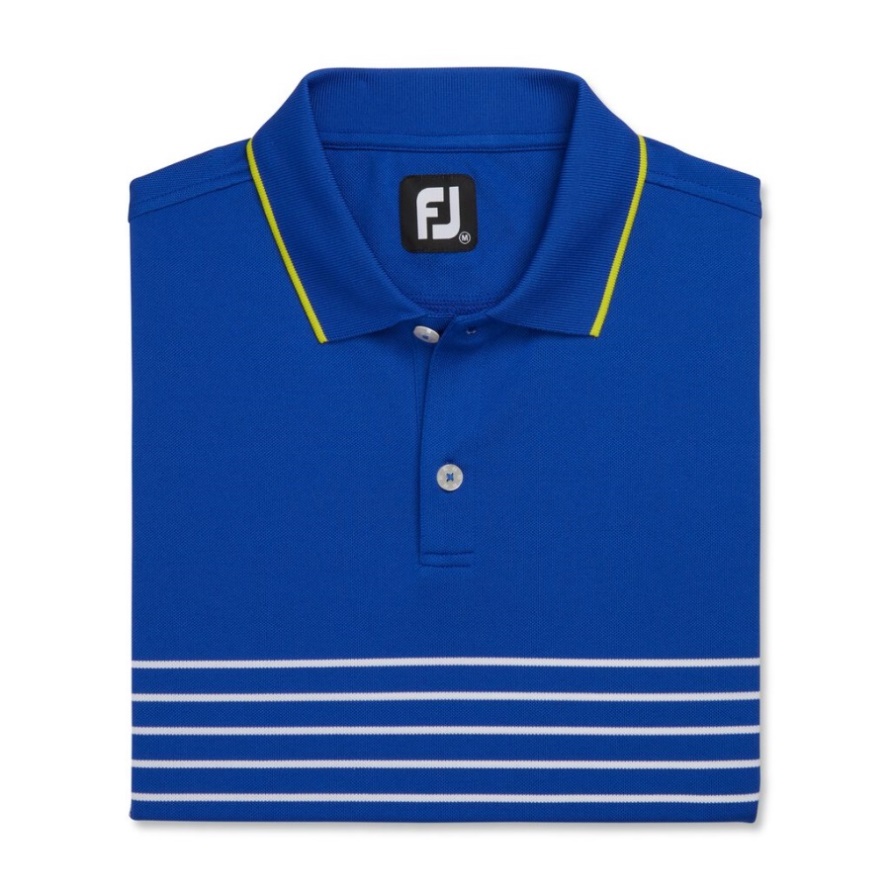 Footjoy CA Breton Stripe Stretch Pique Knit Collar Ocean-White