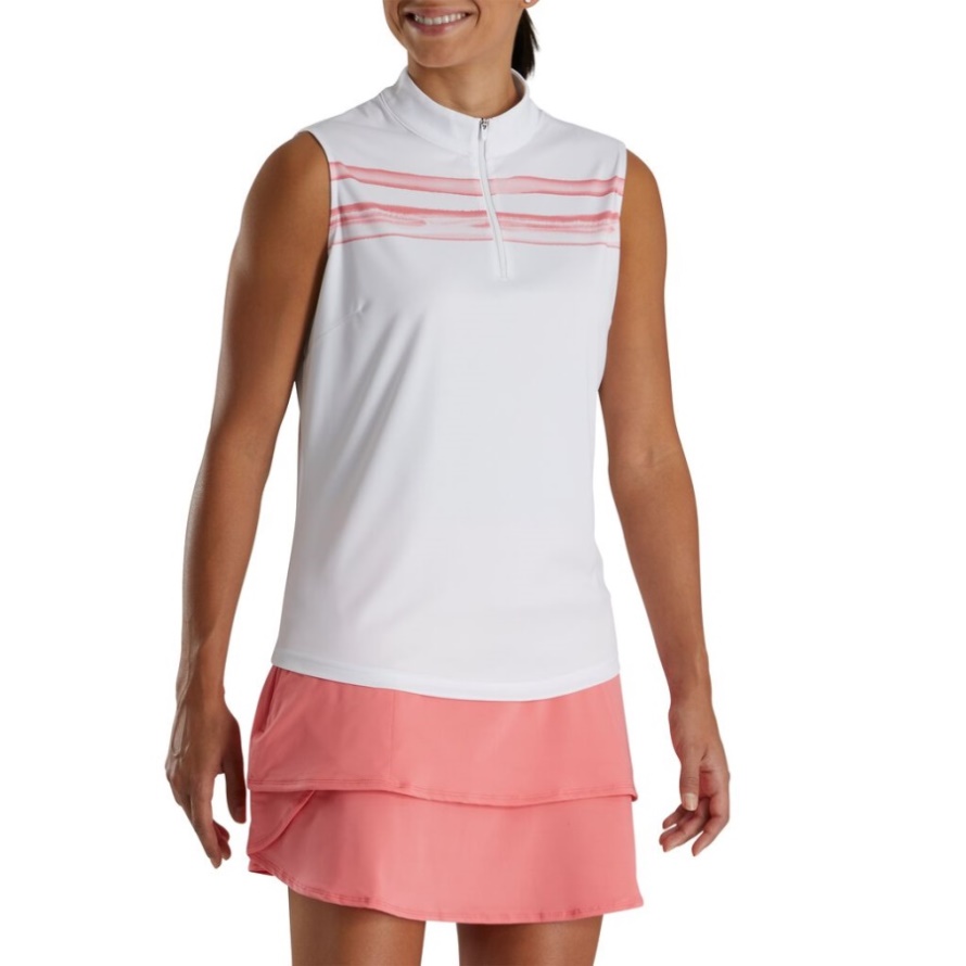 Sleeveless Watercolor Block Women-Previous Season Style Footjoy CA White-Bright Coral New