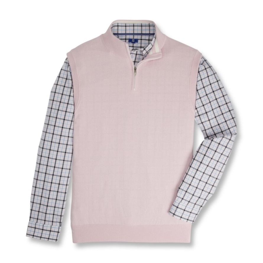Quarter-Zip Sweater Vest-Previous Season Style Footjoy CA Light Pink