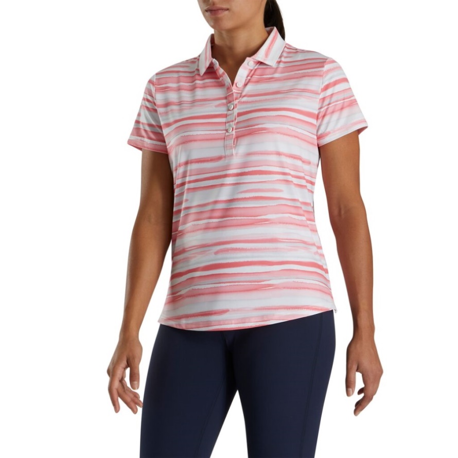 Short Sleeve Watercolor Women Footjoy CA Bright Coral