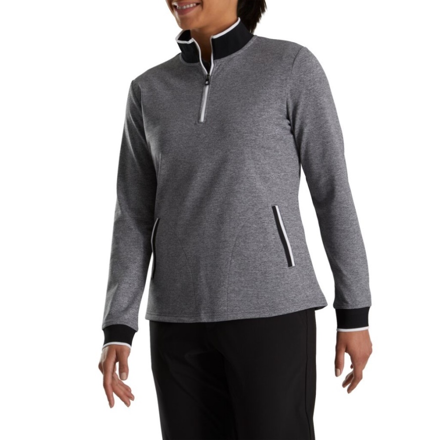 Half-Zip Fleece Back Pique Mid-Layer Women Black Heather Footjoy CA
