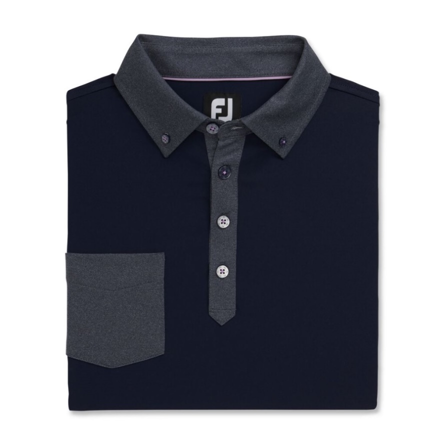 Footjoy CA Tonal Trim Solid Pocket Lisle Self Collar-Previous Season Style Navy