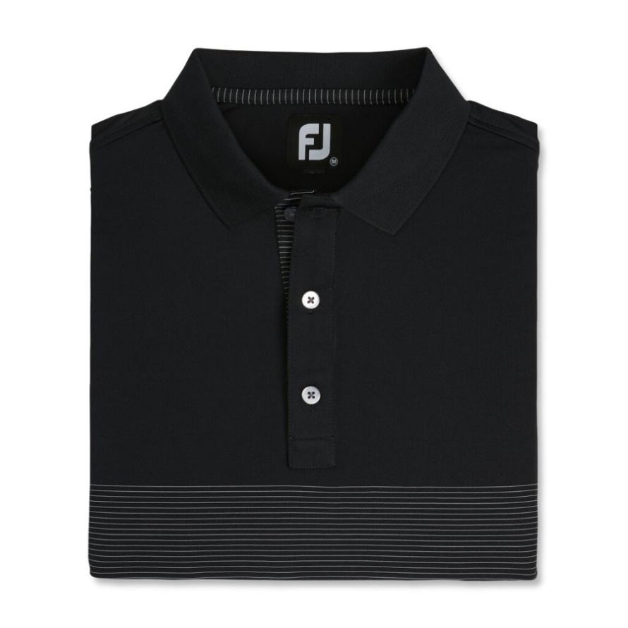 Lisle Engineered Pin Stripe Self Collar Footjoy CA Black-Grey