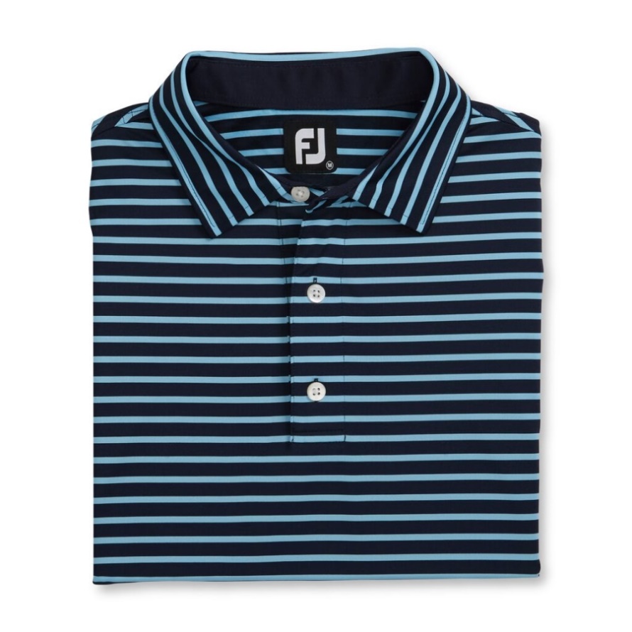 Footjoy CA Lisle 2-Color Stripe Self Collar Navy-Light Blue