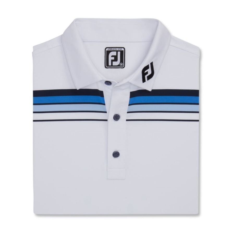 White Footjoy CA Athletic Fit Shadow Chestband Lisle Self Collar - FJ Tour Collar