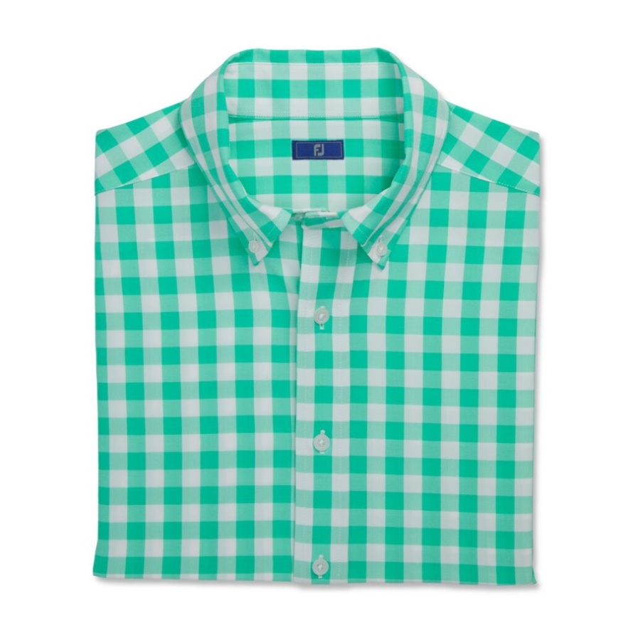 Footjoy CA Light Sea Green-White Stretch Woven Gingham