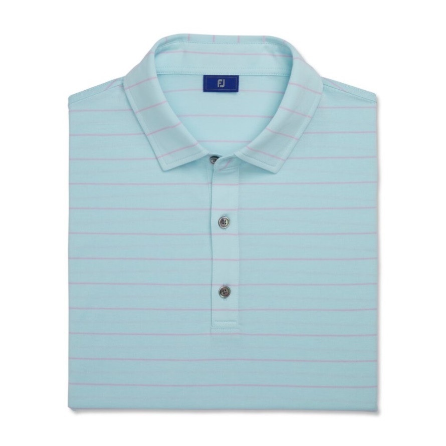 Seafoam-Pale Purple Athletic Fit Open Stripe Jersey Self Collar Footjoy CA
