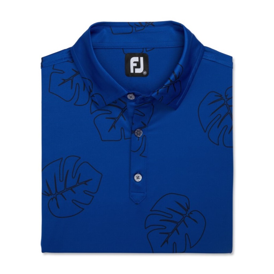 Ocean-Black Jungle Leaf Print Lisle Self Collar Footjoy CA
