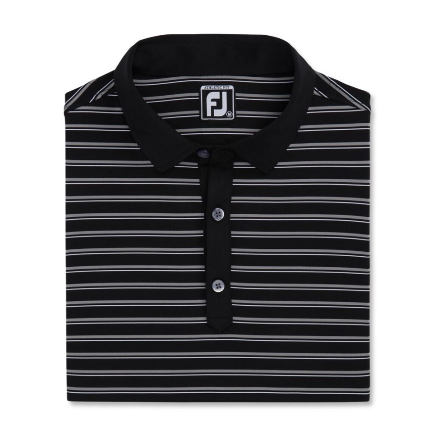 Athletic Fit Multi-Stripe Lisle Self Collar Black Footjoy CA