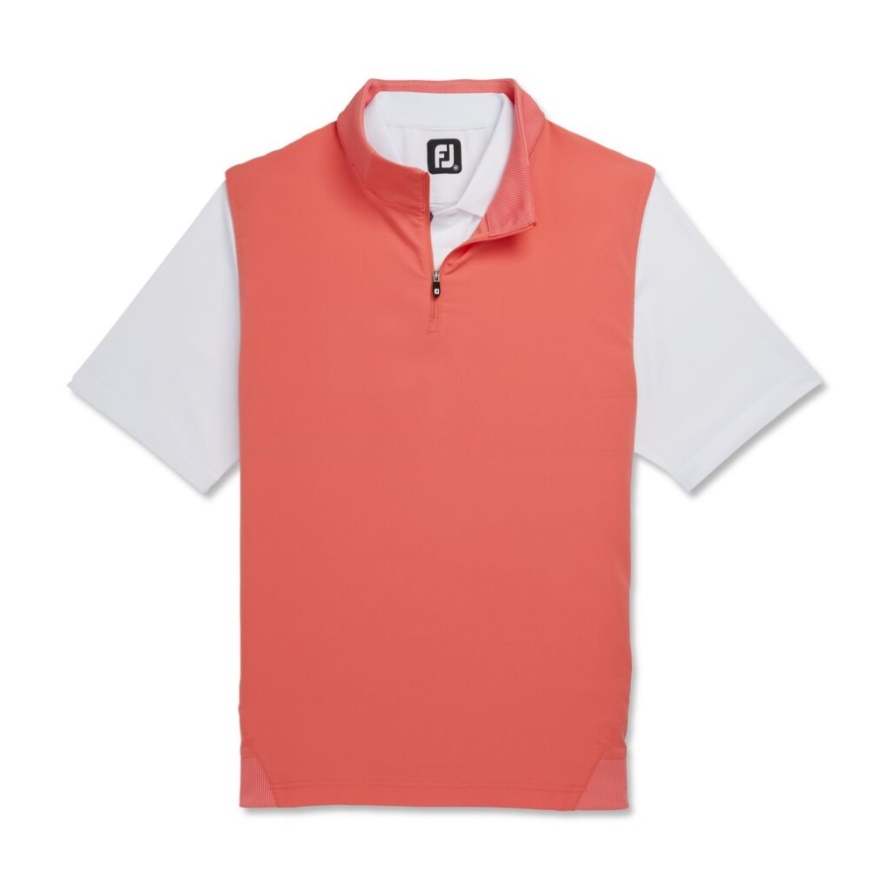Stretch Woven Vest Knit Accents Footjoy CA Coral