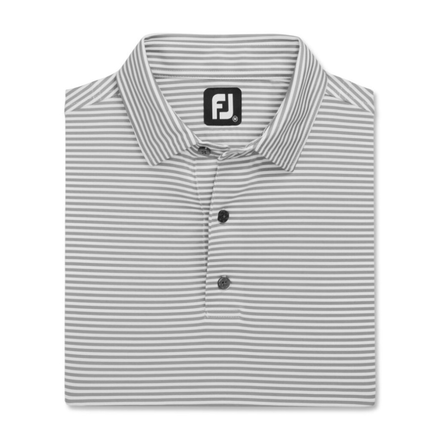 Footjoy CA Lisle Feeder Stripe Self Collar Heather Grey-White