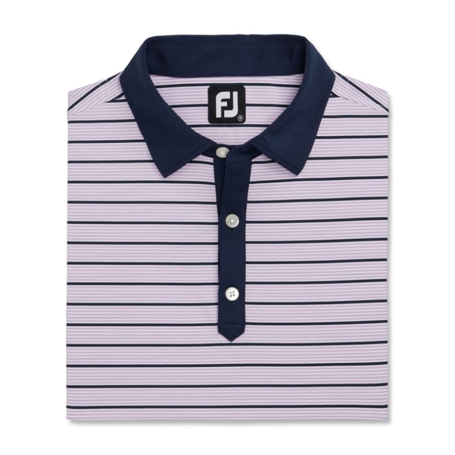 Lavender-White-Navy Footjoy CA Accented Stripe Lisle Self Collar